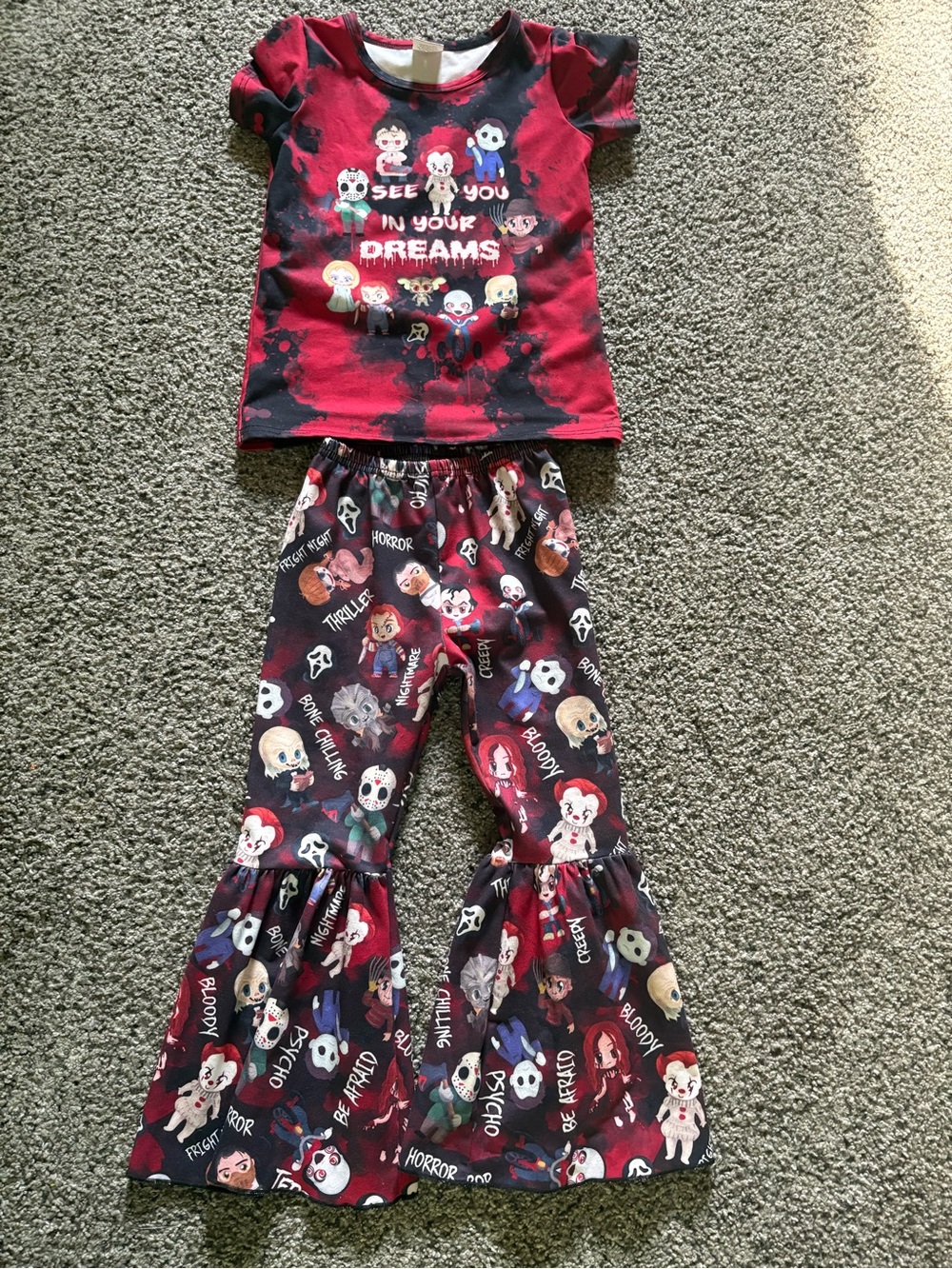 Girls' Red Cartoon Horror Character outfit